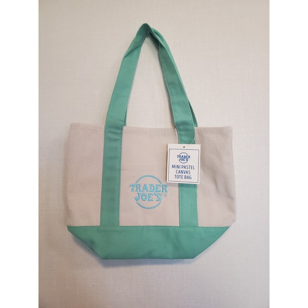 Trader Joe's Spring 2026 Mini Pastel Canvas Tote Bag Green